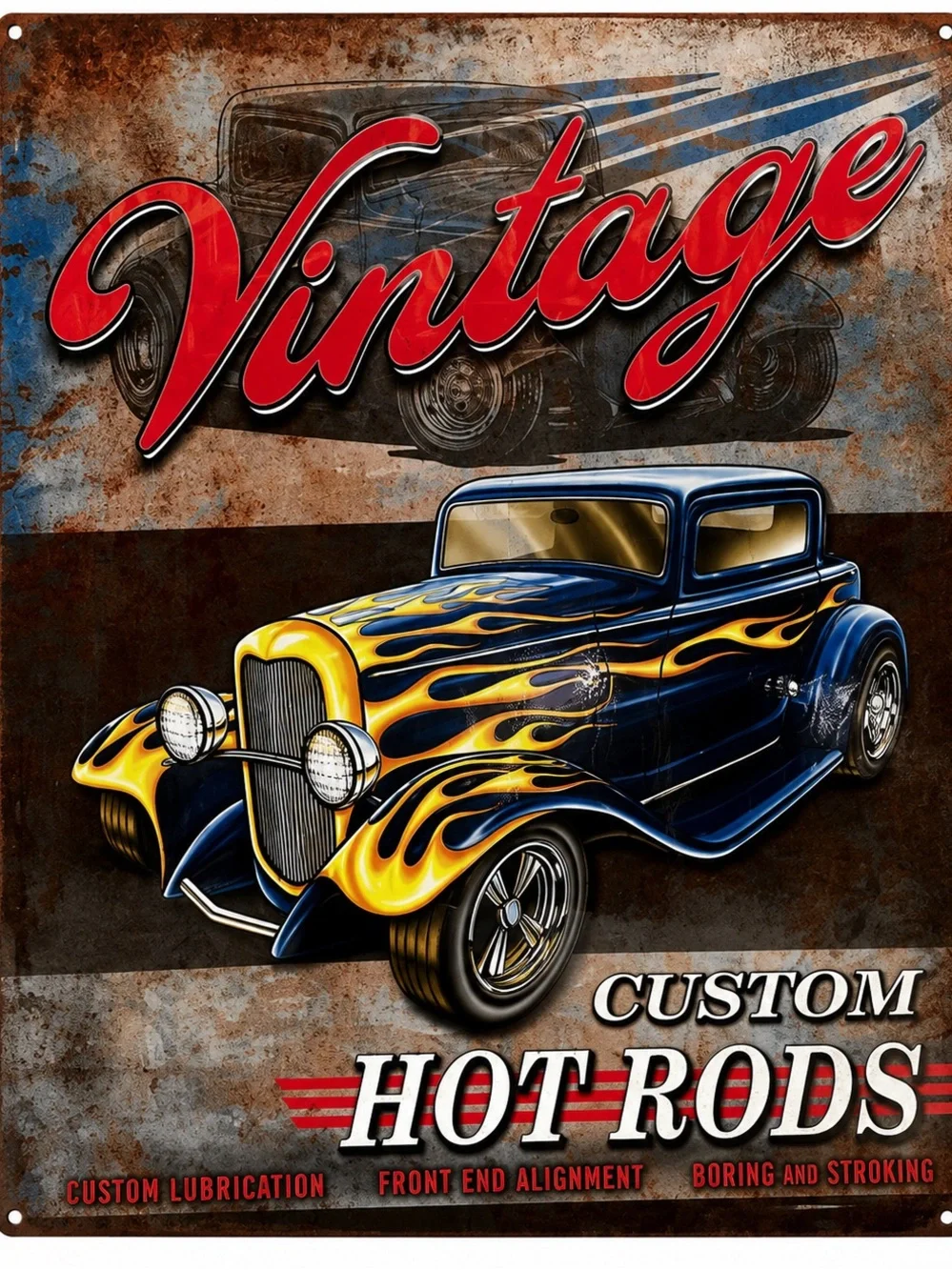 NEW Vintage Hot Rods Metal Sign